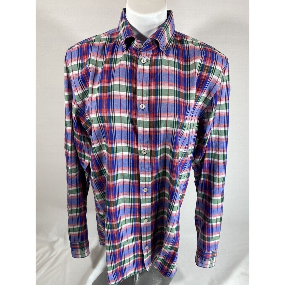 Marc O'Polo Slim Fit Shirt Mens Large Plaid‎ Euro Preppy Casual